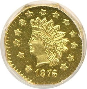 image for: Cal Gold: 1876/5 $1 BG-1128 NGC MS64