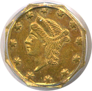 image for: Cal Gold: 1856 25c BG-111 PCGS MS62