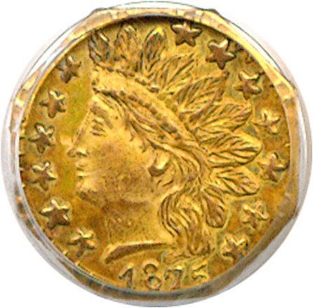 image for: Cal Gold: 1875 25c BG-798 PCGS MS63 