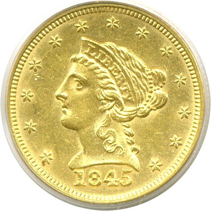 image for: 1845 $2 1/2  PCGS AU58