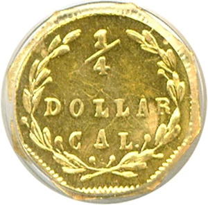 image for: Cal Gold: 1870 25c BG-762 PCGS MS62