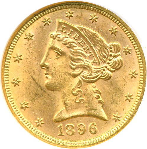 image for: 1896 $5  NGC MS63 