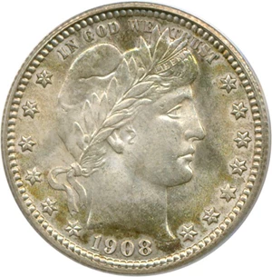 image for: 1908 25c PCGS MS64