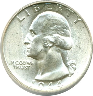image for: 1944 25c Dbl Die Obv ANACS MS65