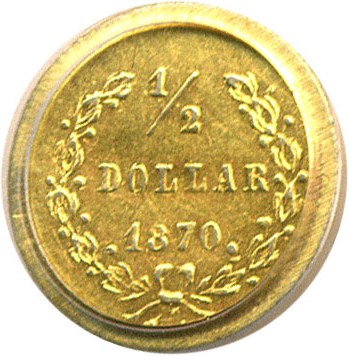 image for: Cal Gold: 1870 50c BG-1047 PCGS AU55 