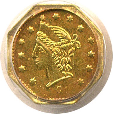 image for: Cal Gold: 1864 50c BG-918 PCGS MS60 *Color*