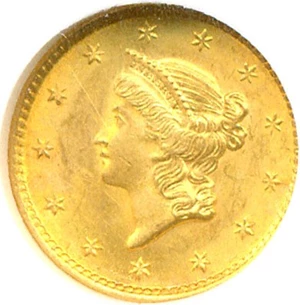 image for: 1852 G$1 NGC MS62