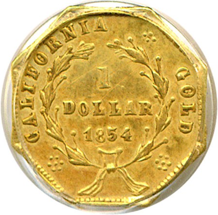 image for: Cal Gold: 1854 $1 BG-532 PCGS XF45 