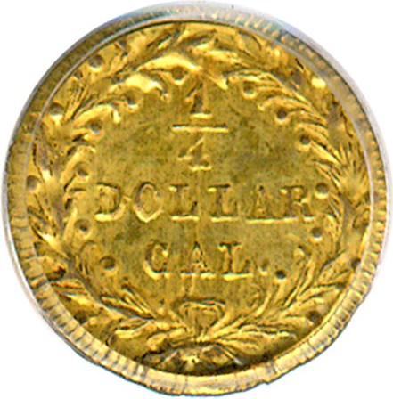 image for: Cal Gold: 1872/1 25c BG-869 PCGS MS63 