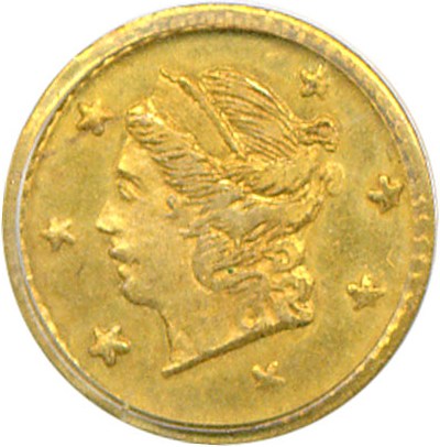 image for: Cal Gold: 1867 25c BG-805 PCGS MS63 