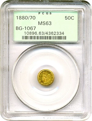 image for: Cal Gold: 1880/70 50c BG-1067 PCGS MS63