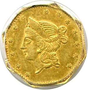image for: Cal Gold: 1853 $1 BG-530 PCGS AU50