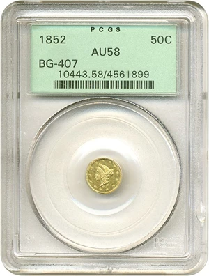 image for: Cal Gold: 1852 50c BG-407 PCGS AU58