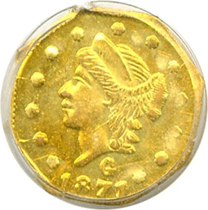 image for: Cal Gold: 1871 25c BG-765 PCGS MS61