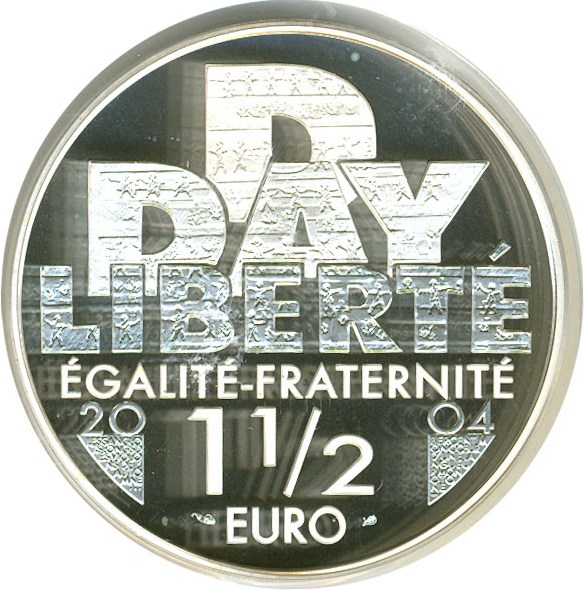 image for: France: 2004 1.5 Euros PCGS PR69 - 60th Anniversary of the D-Day Landing