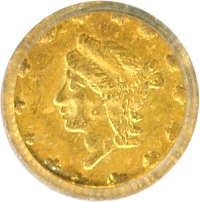 image for: Cal Gold: 1864 25c BG-821 PCGS AU58 