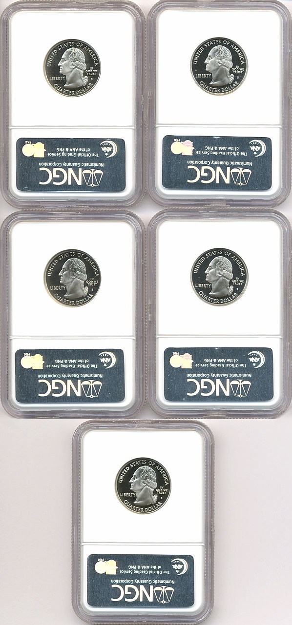 image for: 2007-S 25c State Quarters Proof Set - Clad (5 coins) NGC Proof 70 UCameo
