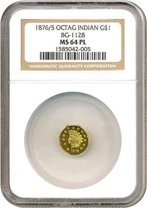 image for: Cal Gold: 1876/5 $1 BG-1128 NGC MS64