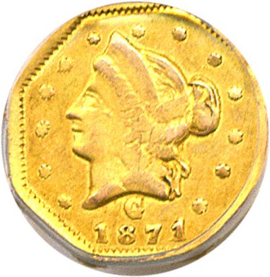 image for: Cal Gold: 1871 50c BG-923 PCGS AU50 