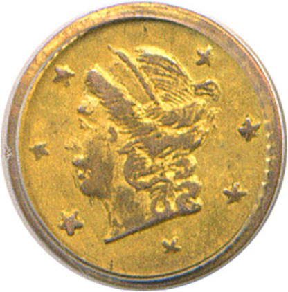image for: Cal Gold: 1871 25c BG-809 PCGS AU58 