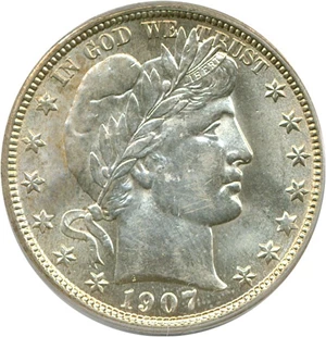 image for: 1907-D 50c PCGS MS62