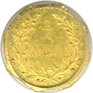 image for: Cal Gold: 1881 25c BG-887 PCGS MS62