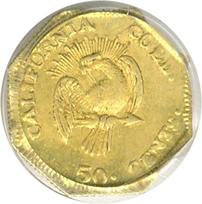 image for: Cal Gold: 1853 50c BG-302 Peacock PCGS AU58 