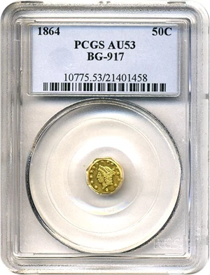 image for: Cal Gold: 1864 50c BG-917 PCGS AU53