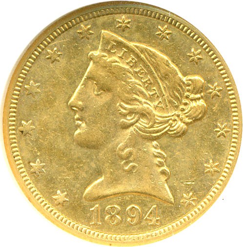 image for: 1894-O $5  ANACS AU50 