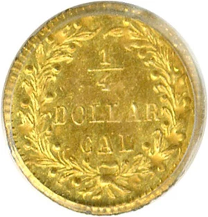 image for: Cal Gold: 1874 25c BG-875 PCGS MS64