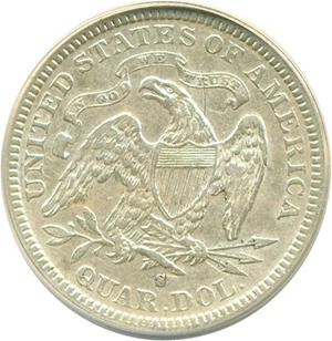 image for: 1877-S/S 25c S/Horiz S ANACS XF45 Details (Scratched)