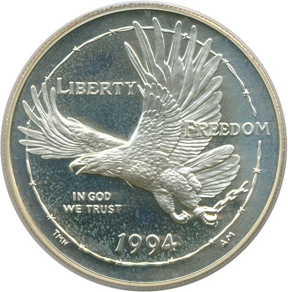 image for: 1994-P $1 Prisoner of War PCGS Proof 66 DCameo