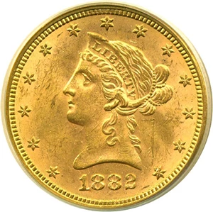 image for: 1882 $10 PCGS MS62