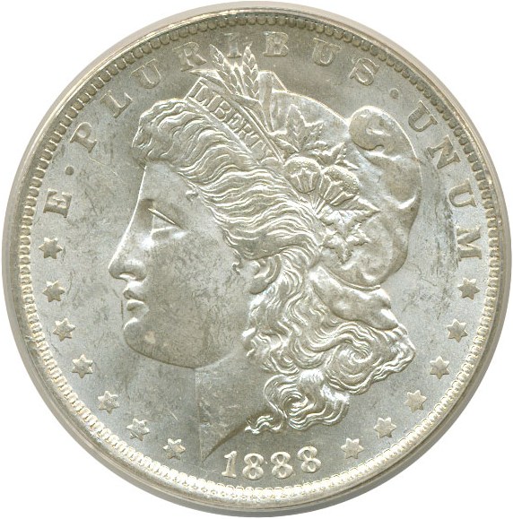 image for: Top 100 VAM: 1888-O $1 VAM 9  DDR ANACS MS62 