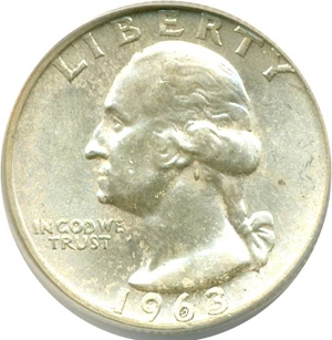 image for: 1963-D 25c Dbl Die Obv ANACS MS62