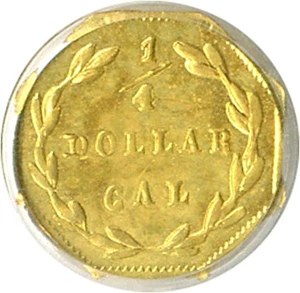 image for: Cal Gold: 1871 25c BG-765 PCGS MS61