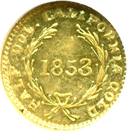 image for: Cal Gold: 1853 50c BG-409 NGC MS62 PL 