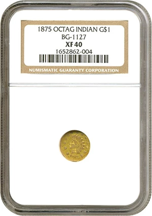 image for: Cal Gold: 1875 $1 BG-1127 NGC XF40