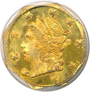image for: Cal Gold: 1871 25c BG-717 PCGS MS64