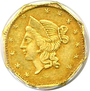 image for: Cal Gold: 1853 $1 BG-530 PCGS AU50