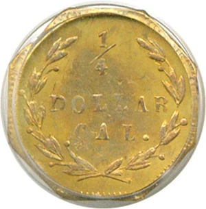 image for: Cal Gold: 1871 25c BG-770 PCGS MS61