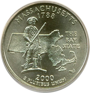 image for: 2000-P 25c Massachusetts ICG MS66