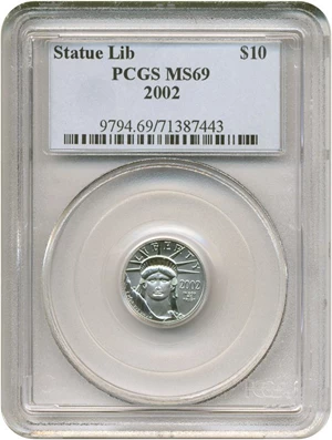 image for: 2002 $10 Platinum Eagle PCGS MS69