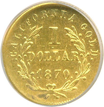 image for: Cal Gold: 1870 $1 BG-1205 NCS AU Details (Scratched, Improperly Cleaned)