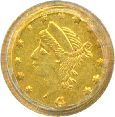 image for: Cal Gold: 1867 25c BG-825 PCGS AU58 