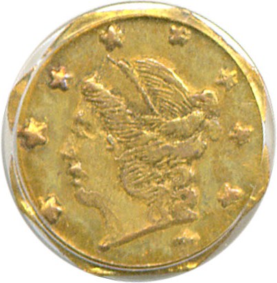 image for: Cal Gold: 1866 25c BG-708 PCGS AU58 