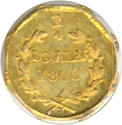 image for: Cal Gold: 1866 25c BG-708 PCGS AU58 