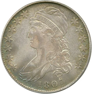 image for: 1807 50c Large Stars 50/20 Capped Bust PCGS XF40
