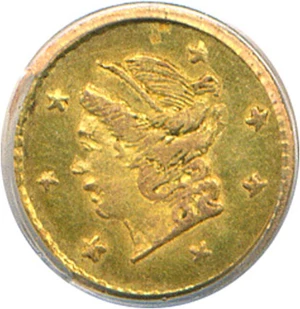 image for: Cal Gold: 1870 25c BG-808 PCGS MS62