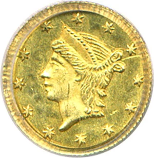 image for: Cal Gold: ND 25c BG-222 PCGS MS64